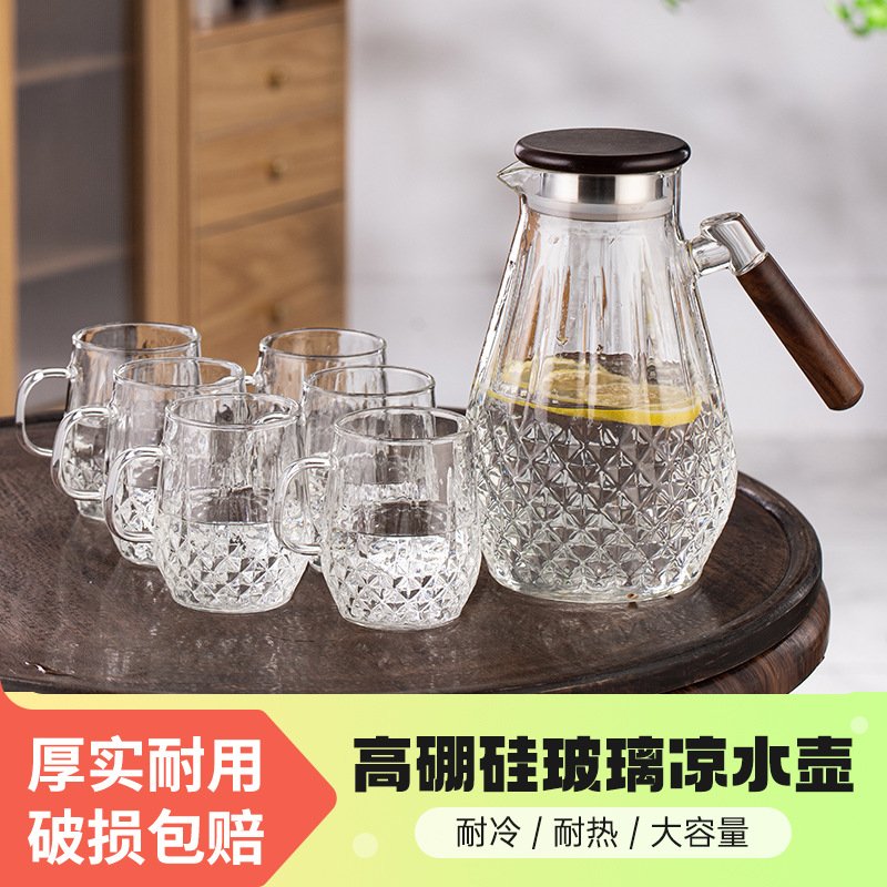 新款渐变色玻璃冷水壶家用耐热高温防爆凉水壶玻璃冷水壶套装
