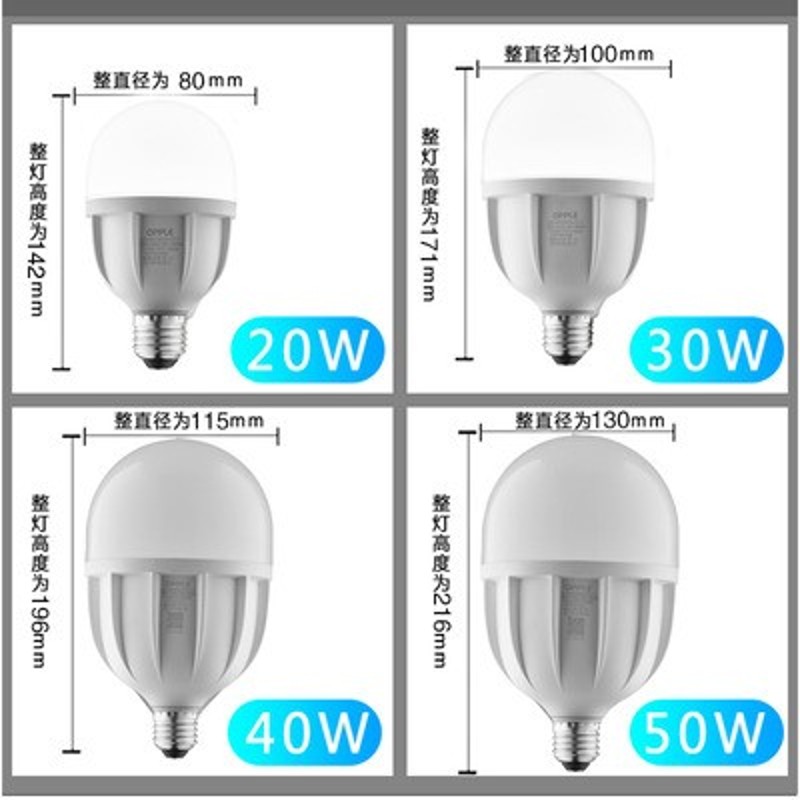超亮球泡灯泡大功率店铺厂房节能灯E27大螺口20W30W40W50W白光