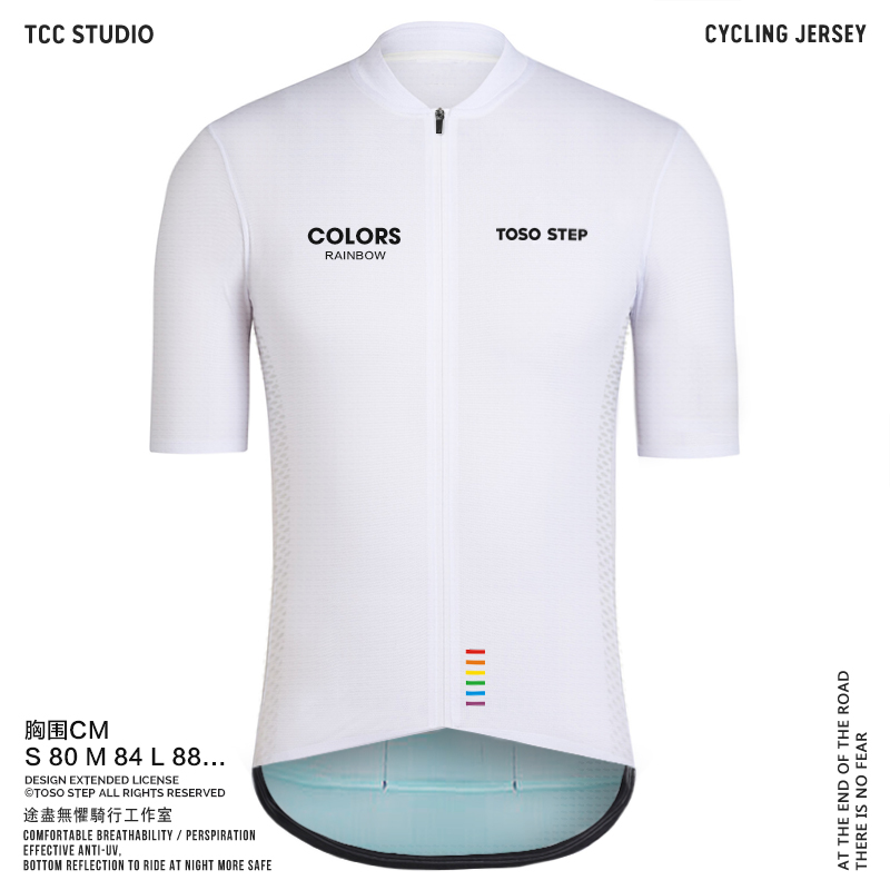 OSO P夏季深蓝黑色白色短袖骑行服卡通透气自行车衣男女