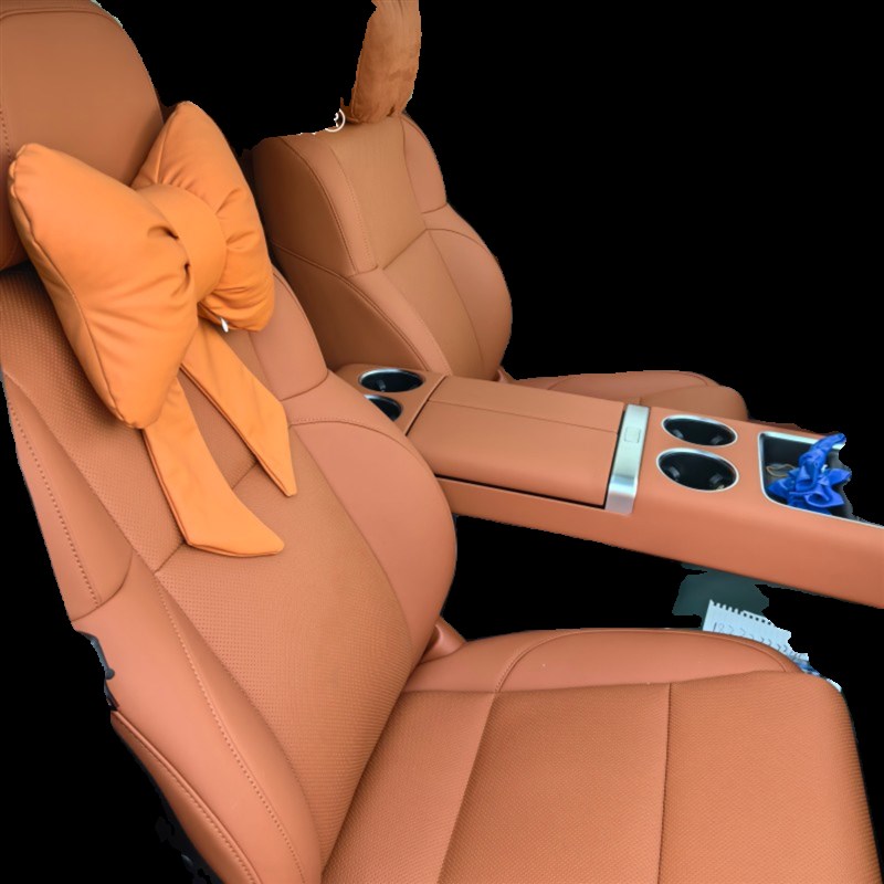 理1想同学橙色内饰蝴蝶结汽车头枕腰靠千鸟格飘带颈枕