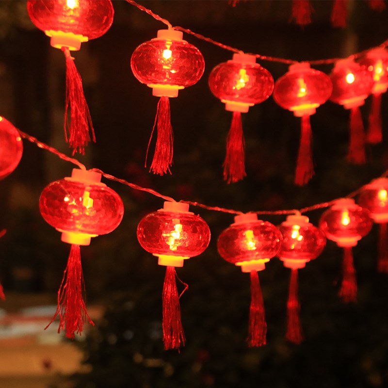 春节庭院红灯笼太阳能户外灯家用阳台花园氛围布置U防水装饰彩灯