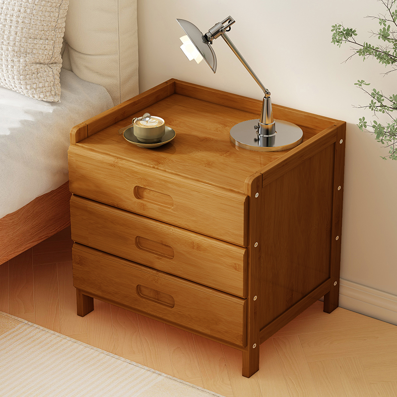 床头柜实木简约现代2023新款z家用卧室收纳小型储物楠竹床边窄柜
