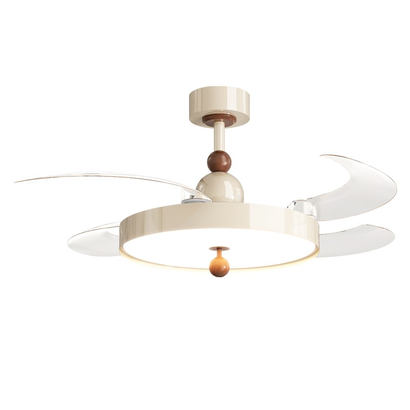 风扇灯2025新款奶油风吊扇灯隐形中古灯新款家用餐厅卧室电扇吊灯