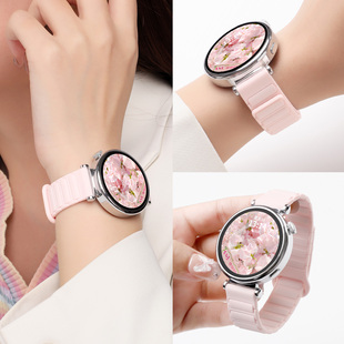 适用于华为gt6 女gt2夏天撞色5Pro男女22 磁吸硅胶watch4腕带gt3时尚 18mm智能运动表链 gt5手表表带gt4新款