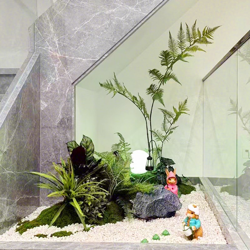 仿真绿植楼梯下造景室内空间转角假植物景观装饰入户玄关软装摆件