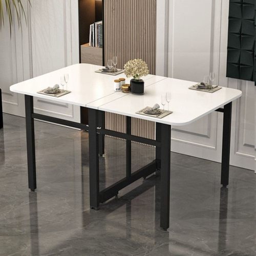 折叠餐桌家用小户型超薄简易饭桌多功能厨房仿岩板实木质折叠桌子