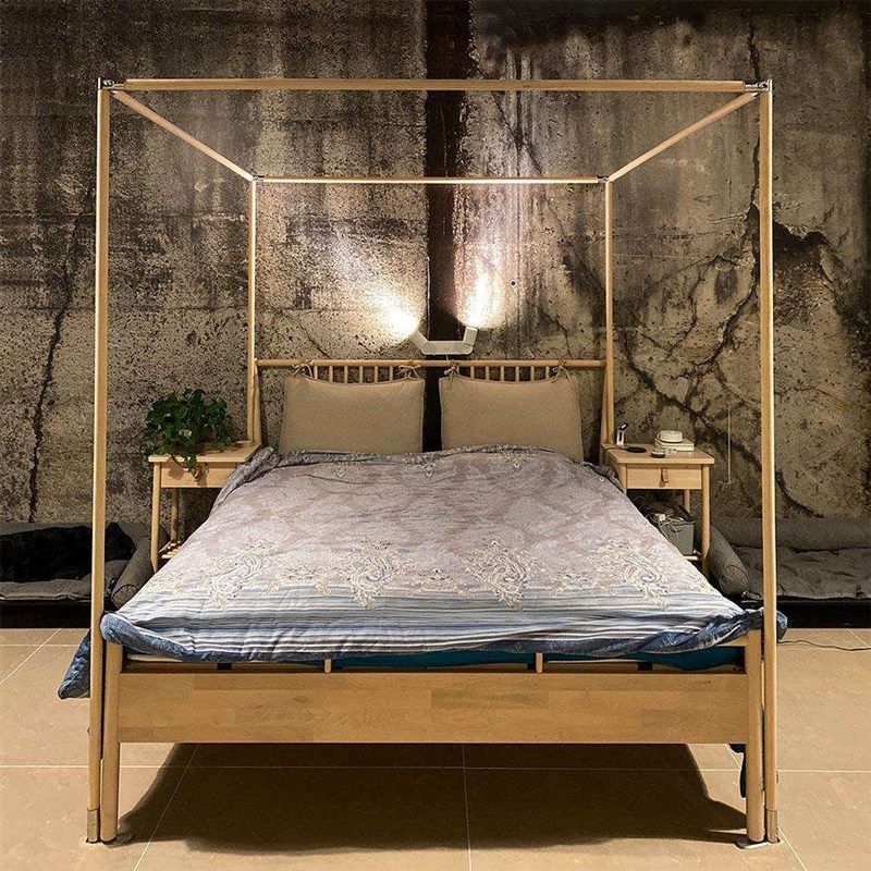 实木蚊帐架结实牢固耐用原木整杆加粗欧式宫廷床幔布幔麻纱帐支架