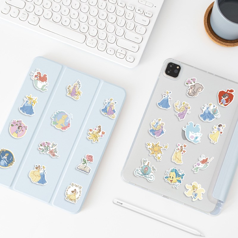 50张小清新公主少女心卡通女孩礼物涂鸦贴纸装饰笔记本头盔手机手