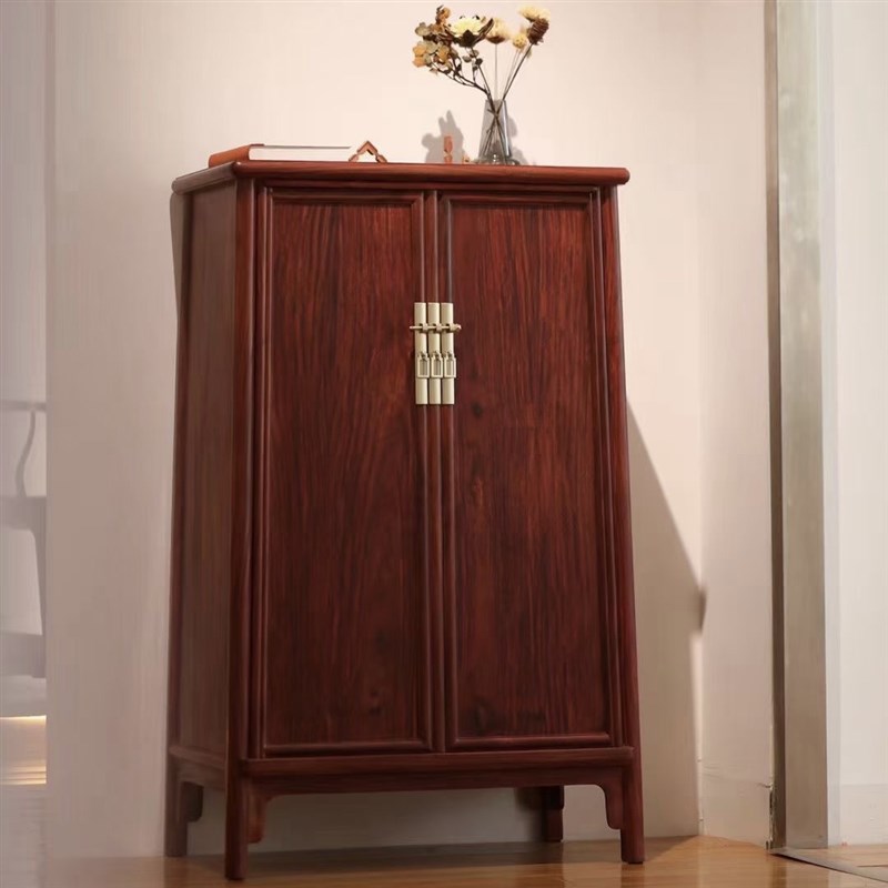 明式家具经典:赞比亚血檀二屉素面圆角柜/面条柜/书柜/储物柜