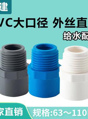 PVC外牙直接螺纹外丝直通外螺接头给水管配件90110白蓝灰色