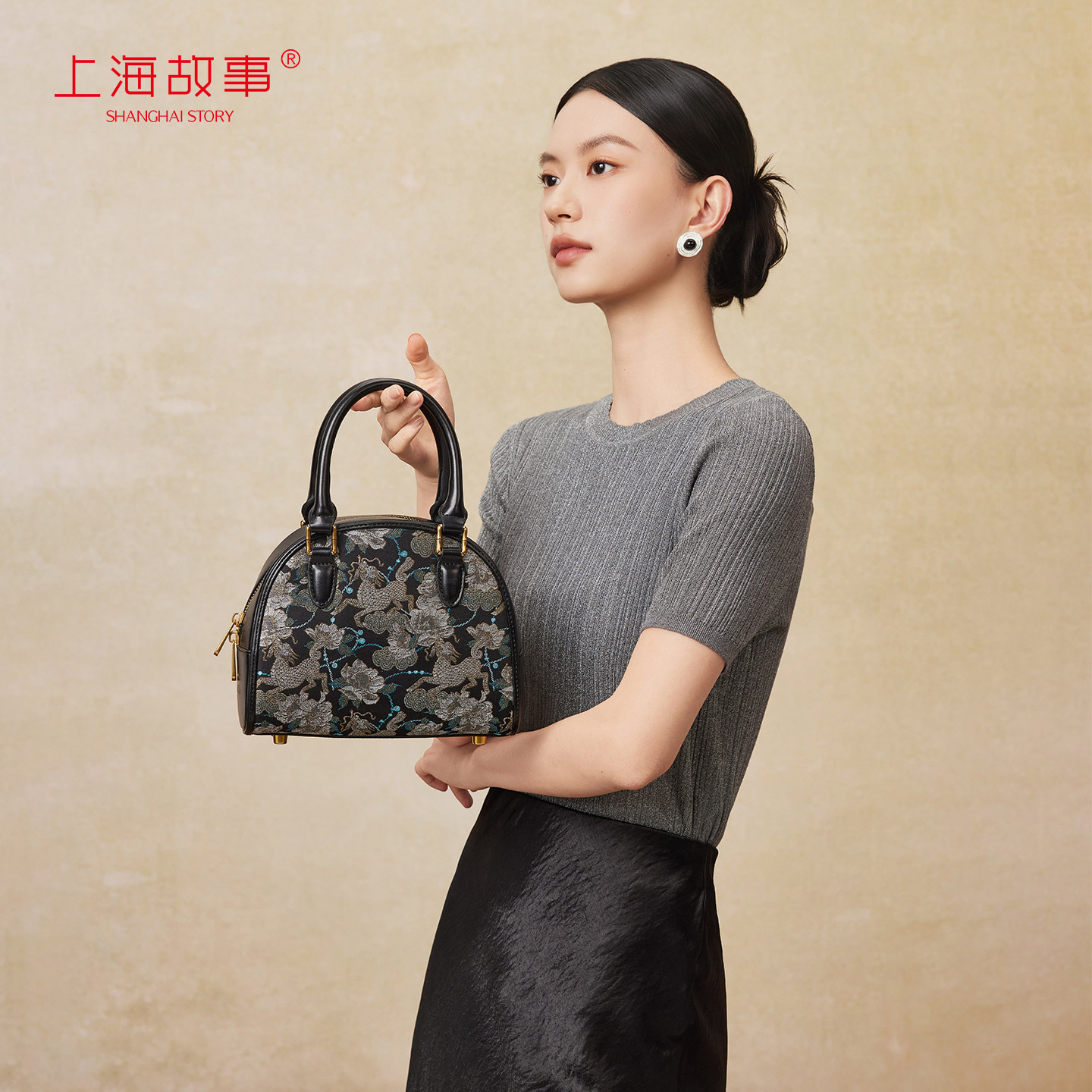 上海故事2026新款女包包宋锦真丝单肩斜跨贝壳包新中式国风配旗袍,箱包皮具/热销女包/男包,通用款女包,淘宝优惠券,粉丝福利购,淘宝优惠卷