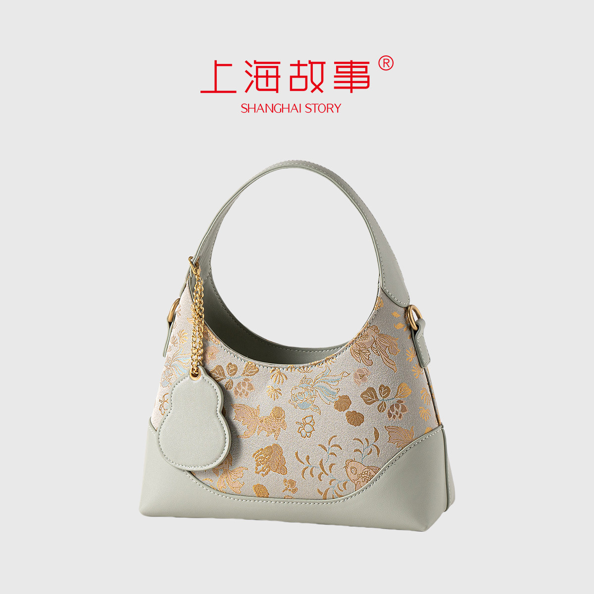 上海故事2026新中式宋锦手提HOBO包国风单肩斜挎饺子包送长辈妈妈,箱包皮具/热销女包/男包,通用款女包,淘宝优惠券,粉丝福利购,淘宝优惠卷