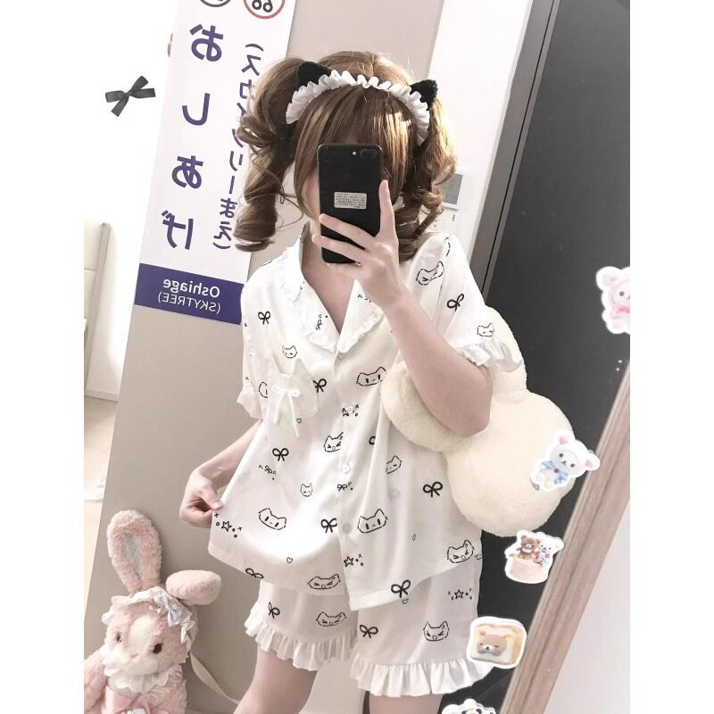 可爱少女卡通印花短袖睡衣女款夏季2026新款休闲家居服套装可外穿