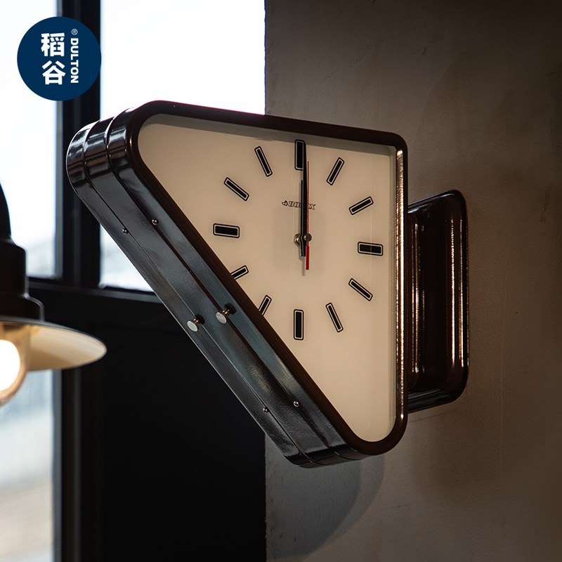 稻谷藏库BONOX 金属双面三A角挂钟 墙面静音钟表 简约墙面装饰