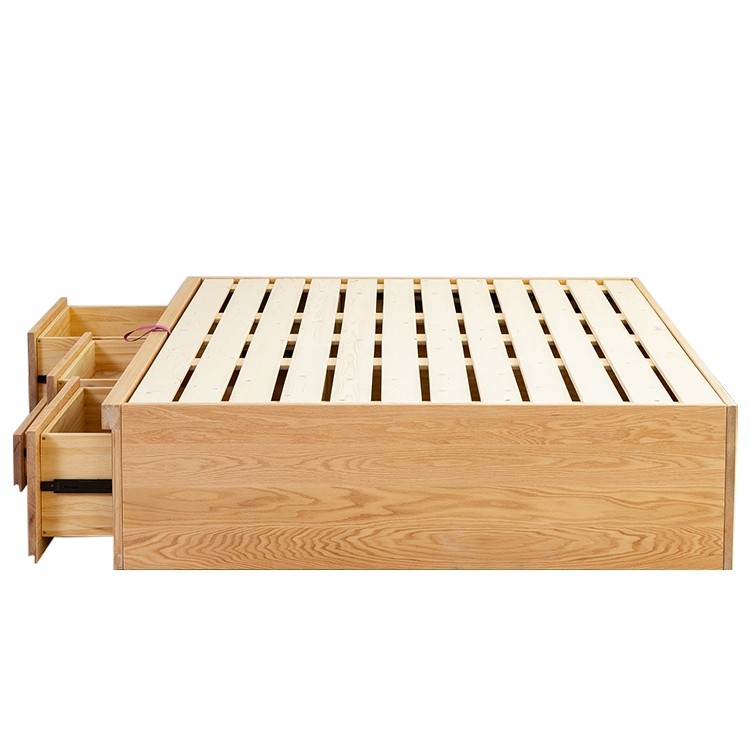 日式定做榻榻米橡木全实木u抽屉储物床白蜡木气压无床头高箱多功