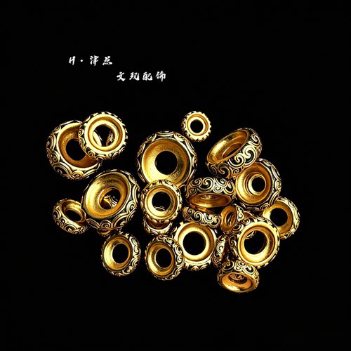 古法24K黄金色唐草纹隔珠配件