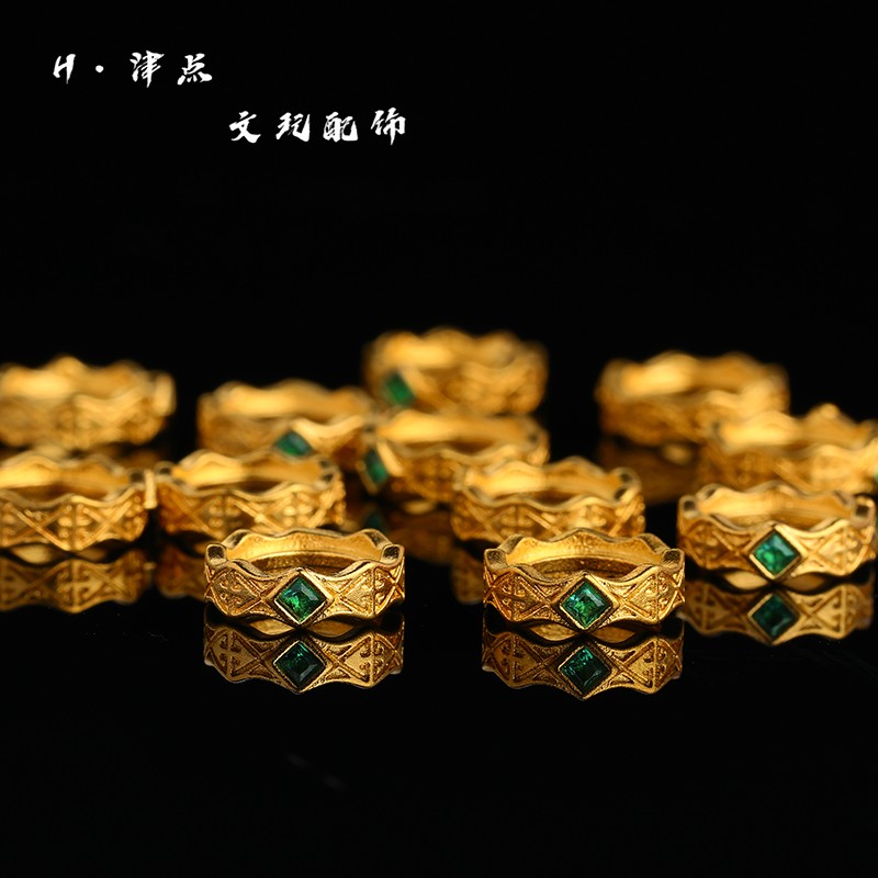 高保色镀24k雷目镶卡环猴头星月金刚凤眼椰帝108手串文玩diy配饰