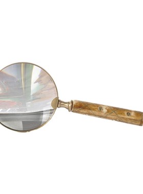 印度进口黄铜放大镜欧式轻奢便携手持放大器书房桌面装饰礼品摆件