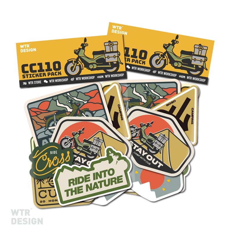 本田幼兽贴纸CC110露营主题贴纸车贴摩托车改装防水个性