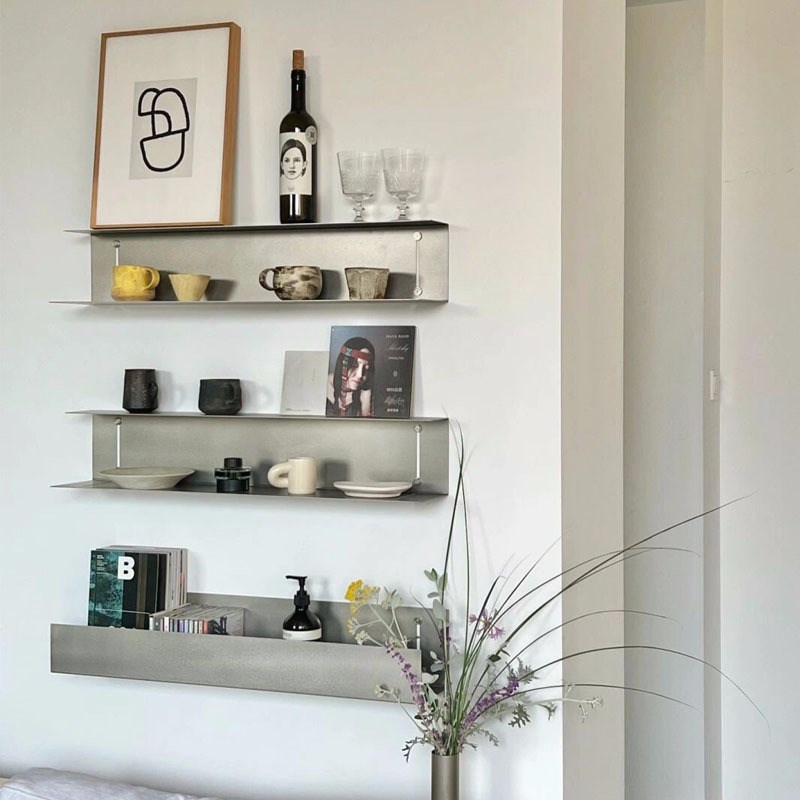 一字隔板不锈钢工字形置物架壁挂式多层上墙展示架墙面装饰陈列架