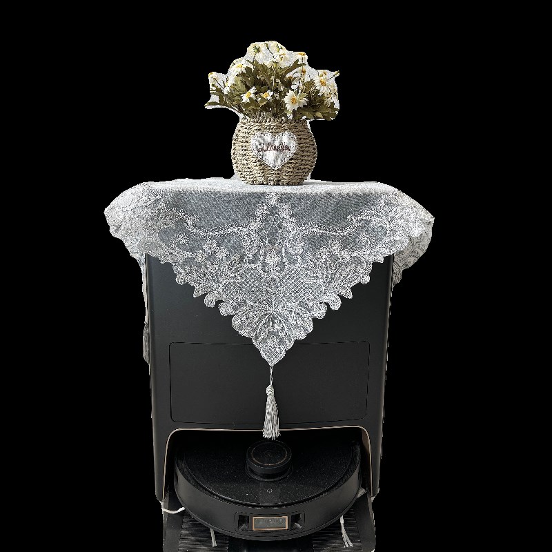 扫地机基站防尘罩扫地机器人盖布双层蕾丝刺绣多用盖巾打印机盖帘