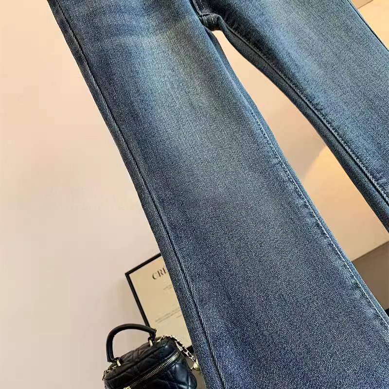 女童春秋季喇叭裤童装大童百搭洋气儿童修身加绒冬款牛仔微喇裤潮