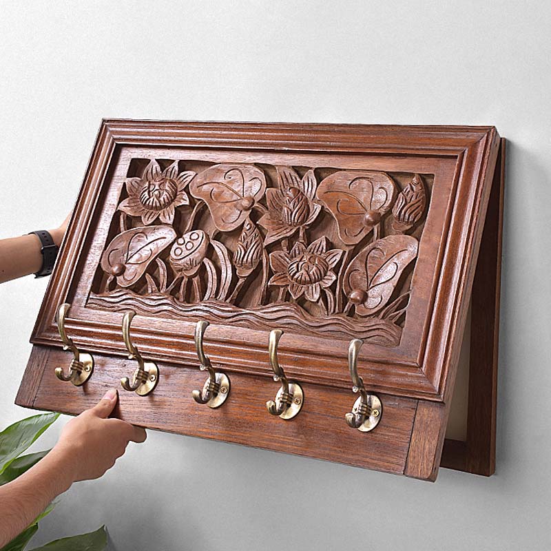 配电箱遮挡实木新中式电表箱装饰画创意轻奢客厅挂画置物架挂钩