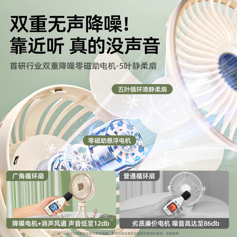 婴儿车小风扇八爪鱼专用小型便捷式随身迷你防夹手外出学生电扇