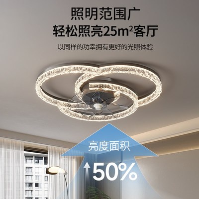客厅风扇灯现代简约大气家用带风扇一体2025新款主.卧室吸顶灯