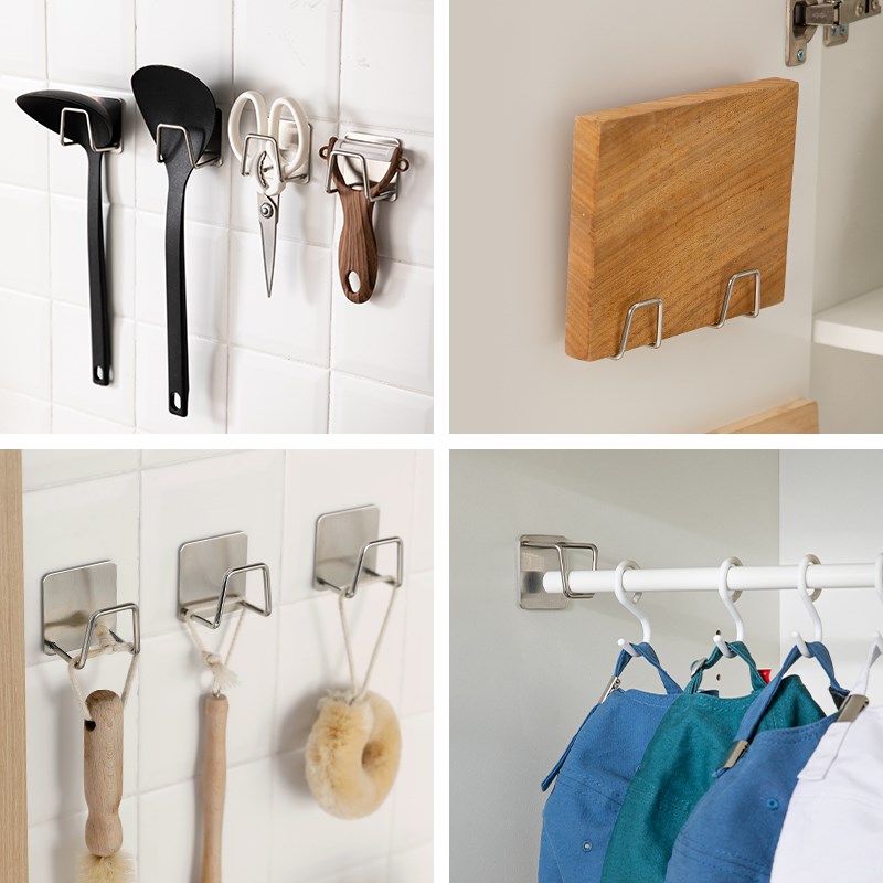 霜山30b4不锈钢海绵擦沥水架免打孔厨房用具锅盖砧板挂架浴室挂钩