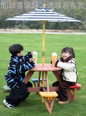 室外小孩座椅儿童家具儿园桌子露营地遮阳伞内幼户野餐NFJ-E06桌