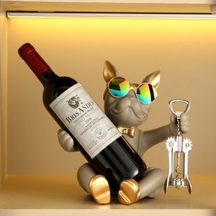 饰品置物架葡萄酒瓶架 法斗狗红酒架摆件家用高档客厅酒柜餐桌装
