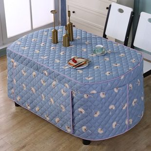 简约现代椭圆形餐桌布加厚烤火罩茶几桌布家用长方形桌罩套子定制