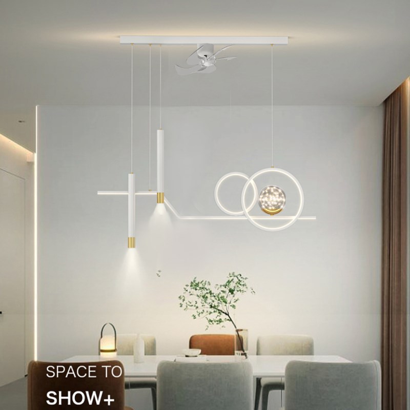吊灯餐厅灯直流变频风扇灯吊扇一体家用灯具离线智能语音LED灯具