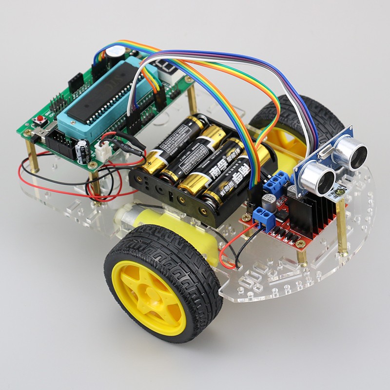 C51单片机开发板智能小车机器人  两驱亚克力底盘 手机蓝牙控制