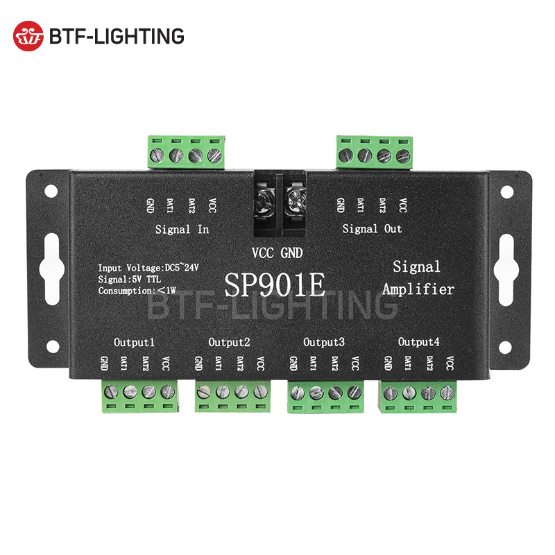 SP901E发射器LED全彩灯带支持配TTL常规LED单线驱动IC信号放大器