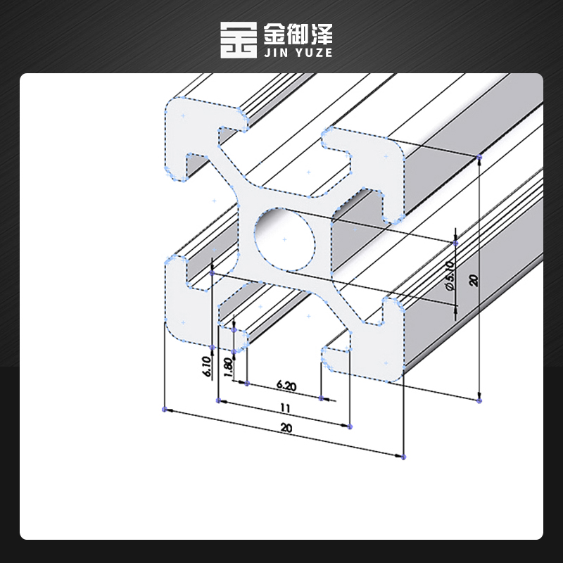 欧标工业铝型材2020铝型材黑色氧化铝合金打印机框架工作台定制