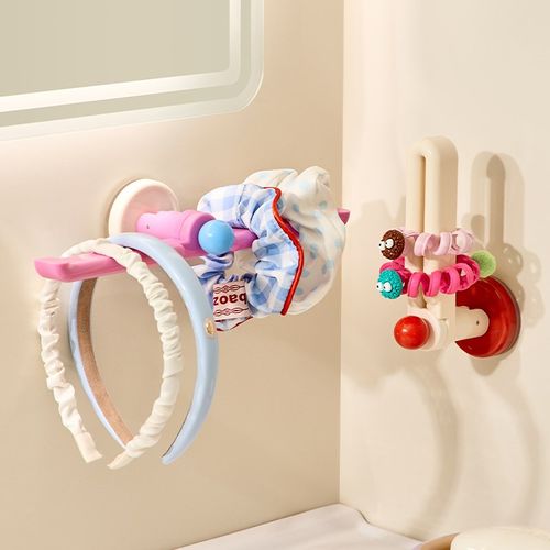 吸盘发夹发箍收纳神器上墙架子壁挂式发饰头绳发圈抓夹多巴胺挂钩