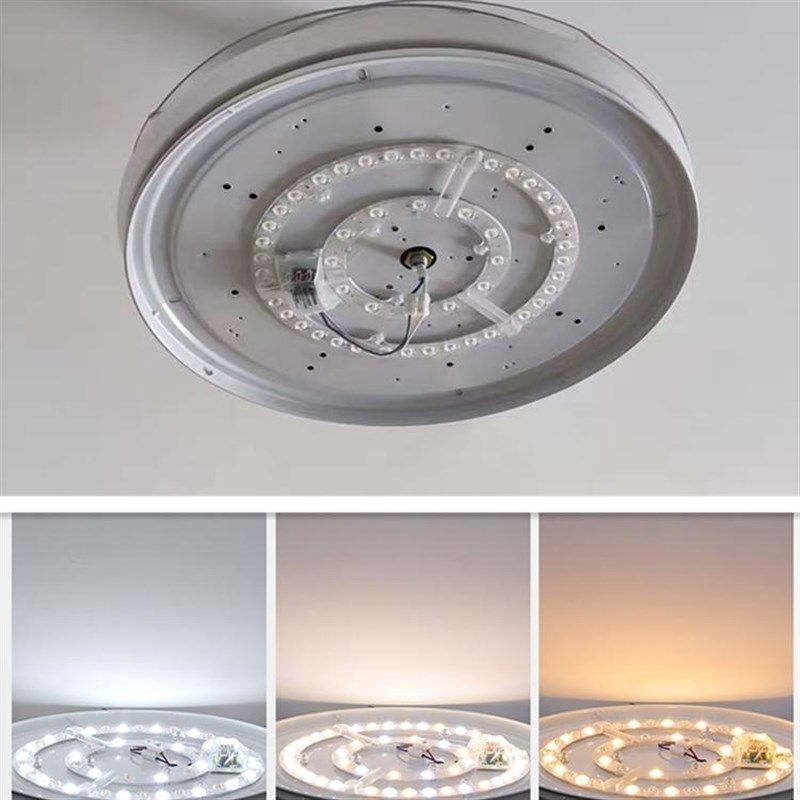 风扇灯led灯盘吸顶灯灯板圆形替换灯芯灯带灯条三色变光遥控吊扇