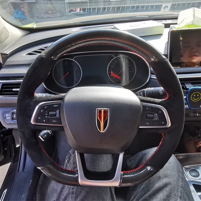 红旗HS5手缝方向盘套 HS7 HS3经典H5红旗H6 H7碳纤维把套改装