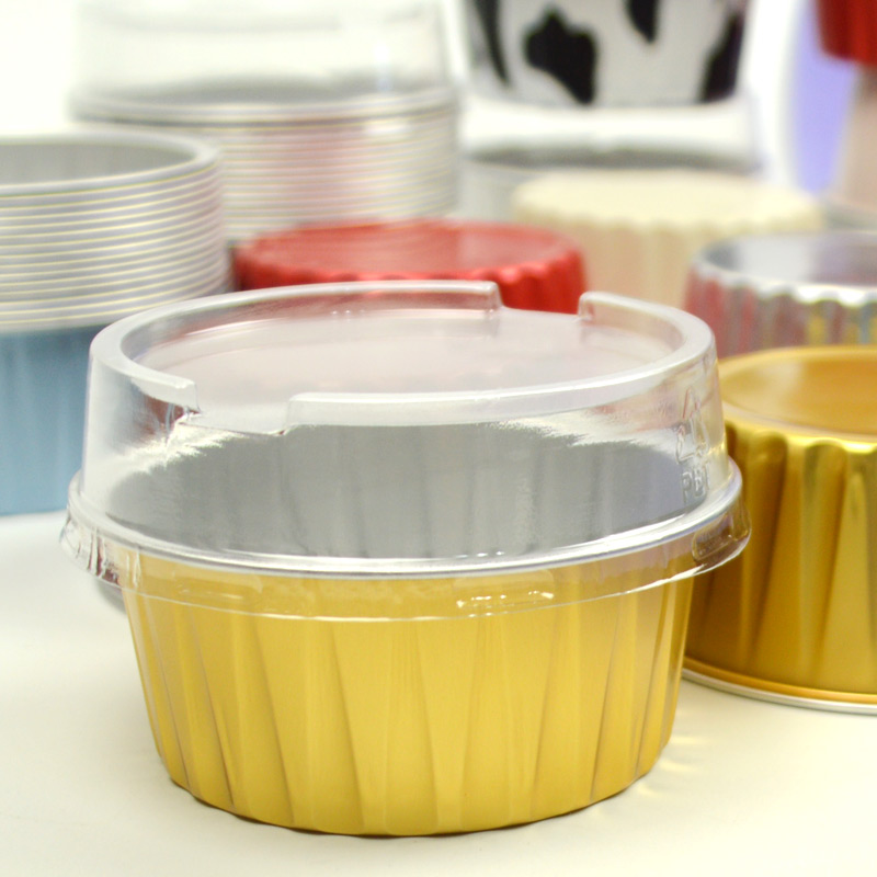 铝箔纸杯 加厚带盖蛋糕布丁烤杯舒芙蕾半熟芝士圆形烤碗 烘焙模具