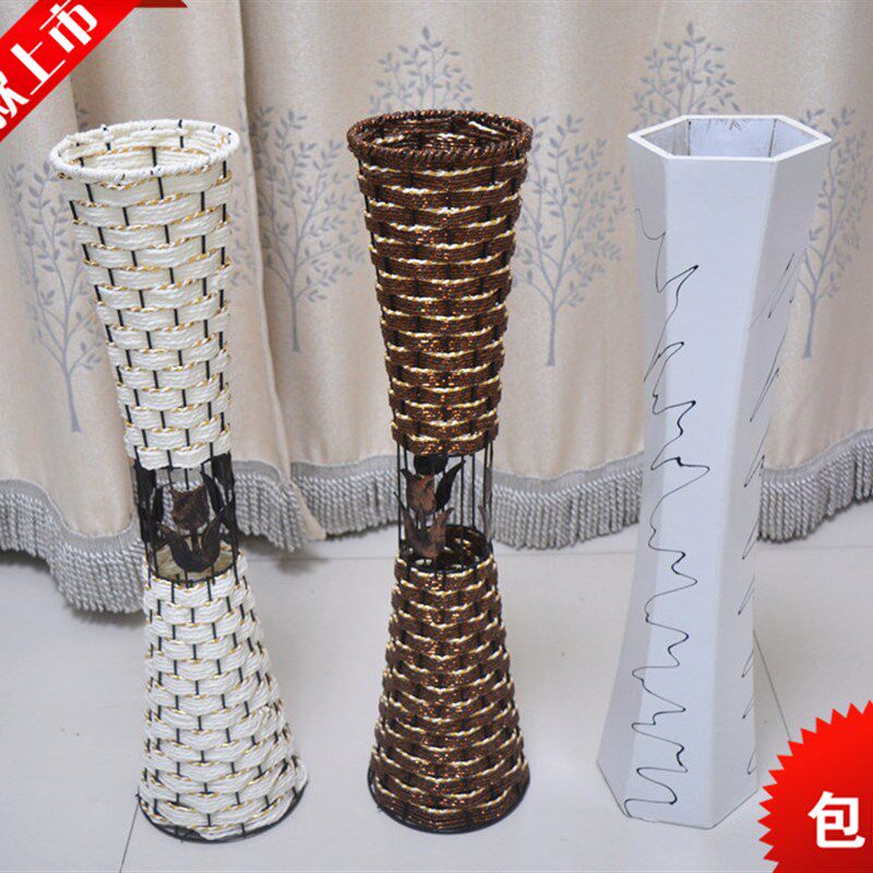 60CM木桶 铁艺花器花槽花桶花瓶复古欧式插花桶家居装饰摆放花架