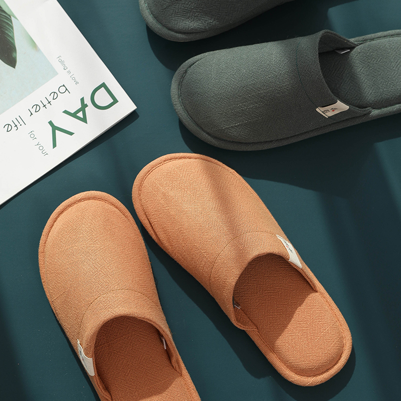 棉麻拖鞋家居室内四季轻薄款情侣居家用软底M静音木地板拖鞋男女