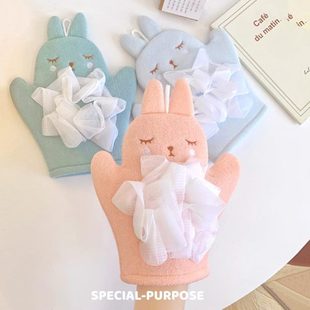 不皮肤可爱家用女士双面搓澡巾手套儿童搓泥神器洗澡浴花灰伤宝宝