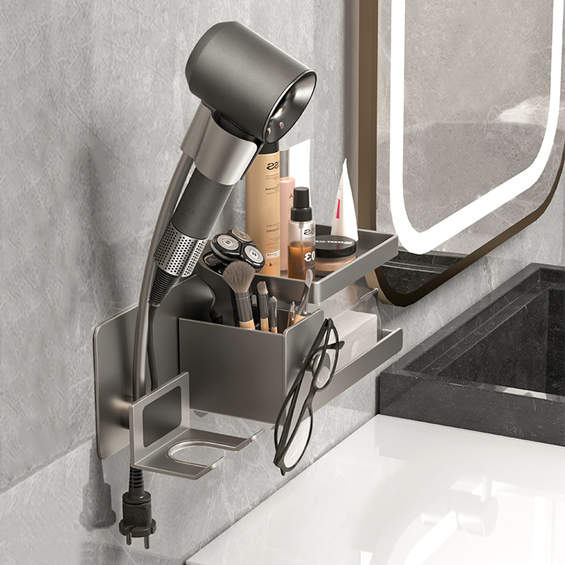 懒人吹风机支架免打孔壁挂式免手拿浴F室置物架卫生间风筒收纳架