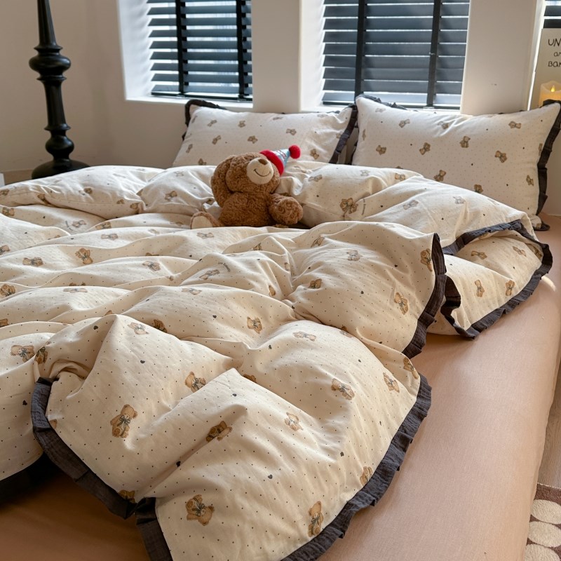 【商店】A类法式全棉花边双层纱小碎花仙女四件套学生三件套