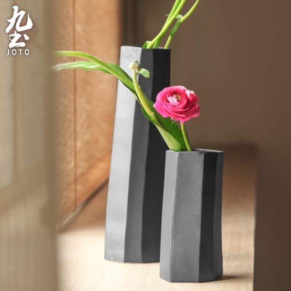 日式禅意手工陶瓷花器几何异形花瓶装饰品餐桌简约插干花创意摆件
