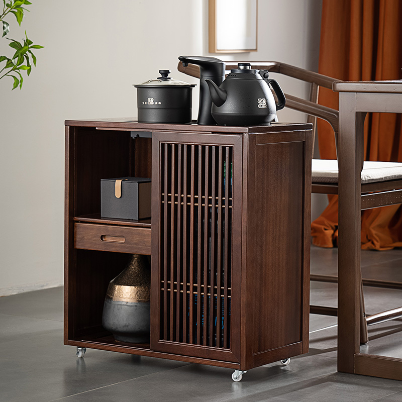 新中式实木茶水柜泡茶边柜烧w水柜一体茶车移动茶几边几小茶台桌