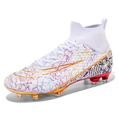 大码足球鞋电镀金底AG长钉足球鞋青少年草地皮足训练钉鞋