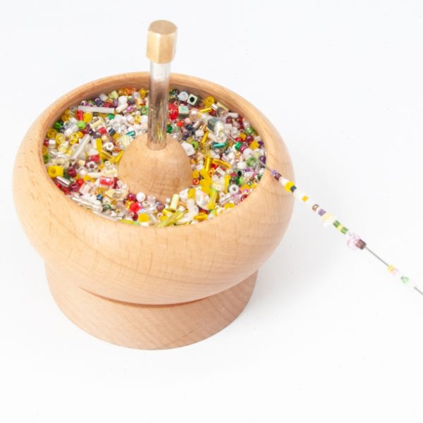 手工穿珠碗米珠管珠穿珠工具送串珠针10cm手动刺绣 榉木串珠神器